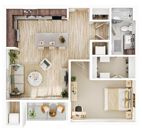 a1 floor plan  1 bedroom with 1 bathroom at The Mera, St Louis Park, MN 55426